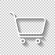 Shopping cart icon. Simple linear icon with thin outline. White