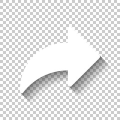 Poster - share icon with arrow. white icon with shadow on transparent bac