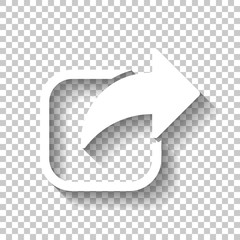 Poster - Share icon. Arrow and square. White icon with shadow on transpar