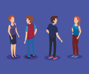 Poster - persons group isometric avatars vector illustration design