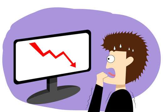 Panic businessman in stock market, vector art