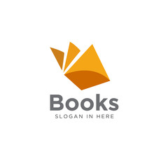 Wall Mural - Simple orange book open modern logo, icon