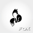 cute sitting fox art logo