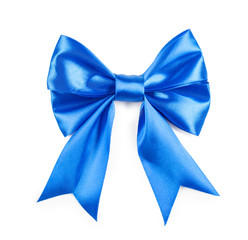Wall Mural - Beautiful blue bow on white background