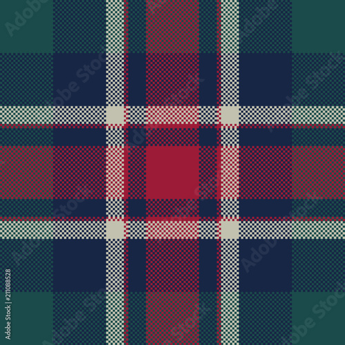 Materiał do szycia Check tartan pixel plaid seamless pattern