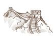 © Sonulkaster - Great wall of China monochrome sketch outline vector illustration