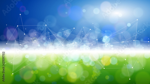 Cuadros en Lienzo blue green bokeh - environment ecology concept - abstract image of grass & sky c