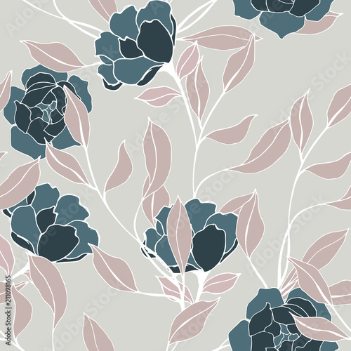 Naklejka - mata magnetyczna na lodówkę Abstract elegance pattern with floral background.