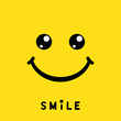 Smile sign, icon, label, logo, symbol on yellow background. Vector illustration
