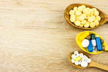 Wall Mural - Capsules and tablets. Pharmaceutical medicine concept. Empty space for designers