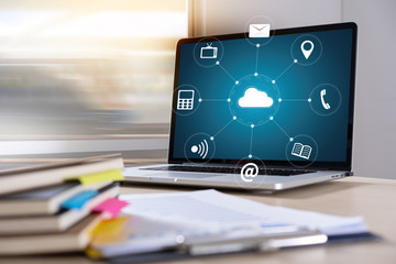 Poster - Cloud Computing diagram Network Data Storage Technology Service