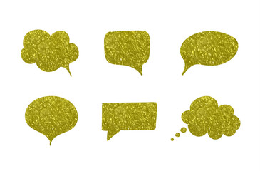 Wall Mural - Vector Set of Golden Talk Bubbles, Comic Decorative Elements Isolated.
