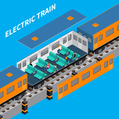 Wall Mural - Electric Train Isometric Composition