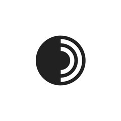 Poster - circle shaped logo vector, rounded logotype with signal waves or ripple, geometric trendy modern log