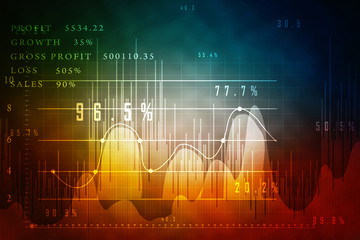 Poster - 2d rendering Stock market online business concept. business Graph 