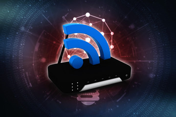 Poster - 3d rendering Transmitter WiFi network
