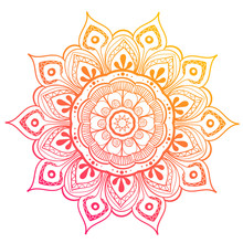 Mandala Vector Design Element. Round Ornament Decoration. Colorful Flower Pattern. Stylized Floral Motif. Complex Flourish Weave Medallion. Tattoo Print