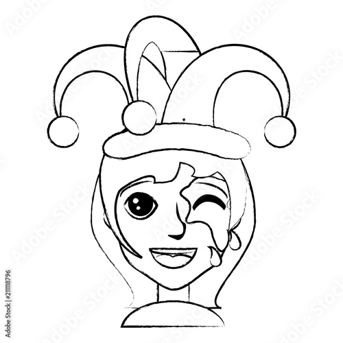 Sketch Of Cartoon Girl With Jester Hat Over White Background Vector Illustration Buy This Stock Vector And Explore Similar Vectors At Adobe Stock Adobe Stock,Beautiful Girl Painting Anime
