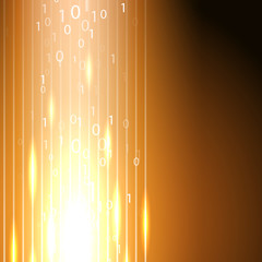Wall Mural - Abstract orange background with stream of binary code. EPS10 vector.