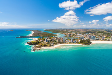 Canvas Print - An aerial view of the beach at snapper Rocks and Coolangatta on the Gold Coast in Queensland, Australia