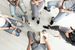 © Photographee.eu - Top view of a group therapy session for teenagers struggling with depression