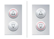 © Peter Hermes Furian - Lift call buttons with arrows to choose upwards or downwards. Isolated vector illustration on white background.