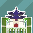 bambu sticks and National Chiang Kai-shek Memorial Hall icon over blue background, colorful design. vector illustration