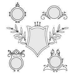 Wall Mural - collection of vector frames with ornamental vintage decoration, isolated on white background