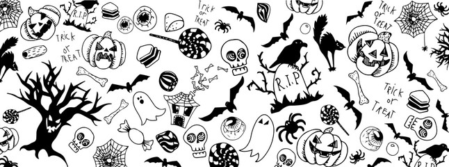 Canvas Print - Halloween doodles banner