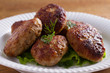Delicious homemade burgers or cutlets. horizontal