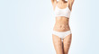 Beautiful female body. Weight loss, sports, exercising, water balance, healthy nutrition concept.