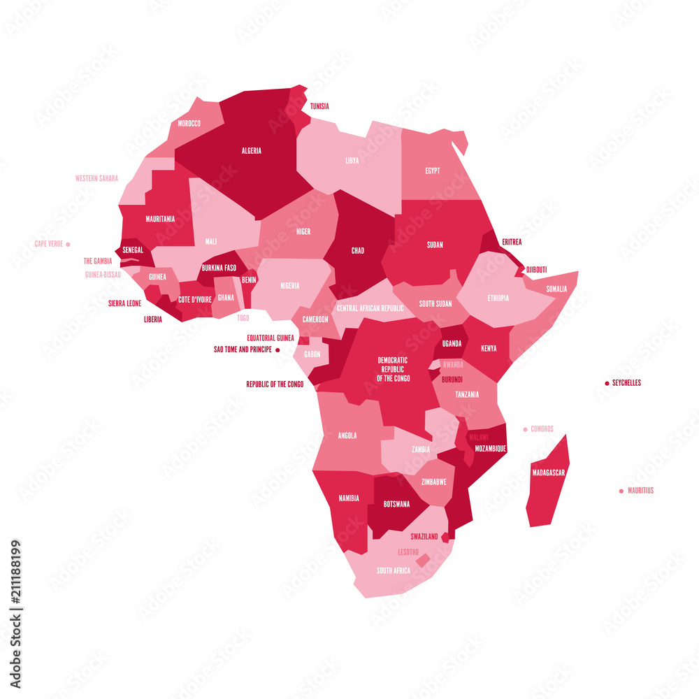 Very simplified vector infographical political map of Africa. Stock ...