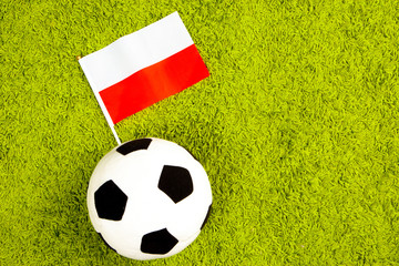 Flag of the poland. Football. Flag of the poland in the stadium. Football game. Poland squad for football. Soccer ball in the stadium. Football pitch.