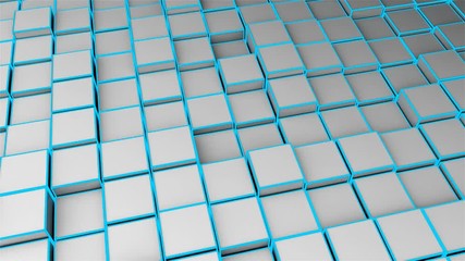 Aufkleber - Many abstract cubes in space, modern computer generated 3D render background