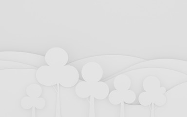 Aufkleber - Paper art scene of flat round tree on layer of mountain background,Minimal concept of forest,3D rendering