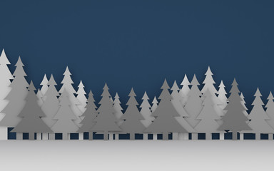 Poster - paper art scene of pine tree on flat background,Minimal concept of forest,3D rendering