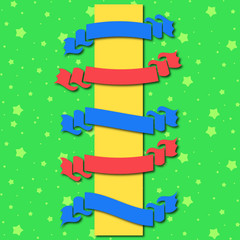 Wall Mural - Set of flat colored ribbons isolated banners on a green background with stars