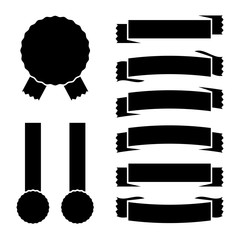 Wall Mural - Set of black isolated banner banners with on white background. Simple flat vector illustration. With space for text. Suitable for infographics, design, advertising, holidays, labels.