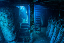 An Underwater Shot Inside A Room In The Shipwreck Of The Kittiwake That Uses Natural Light As Opposed To A Strobe. The Wreck Has Been Sunk Deliberately And Is Shallow Enough To Allow Light Penetration