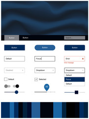 Naklejka na meble Dark BLUE vector Material Design Kit with liquid shapes.