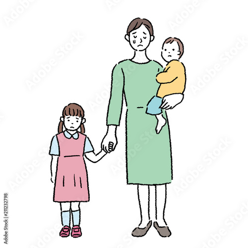 赤ちゃん 抱っこ 母親 手をつなぐ イラスト 悲しむ 親子 Stock Vector Adobe Stock