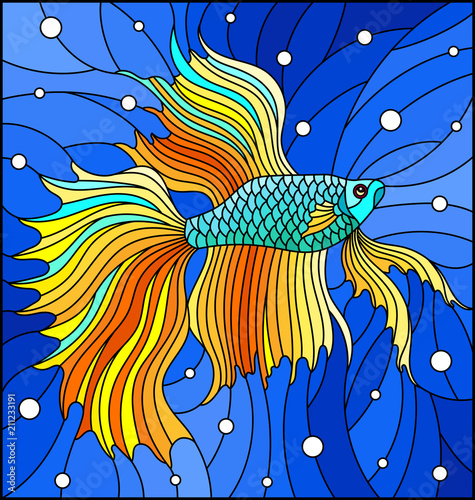 ilustracja-w-witrazu-stylu-z-zolta-bojka-na-tle