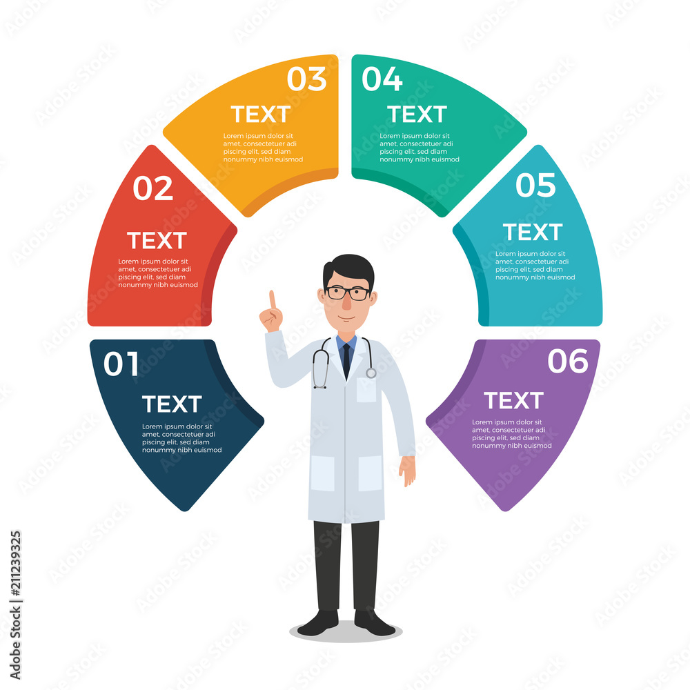 Doctor Process Infographic Doctor with Circle Chart Infographic Template Stock Vector | Adobe Stock