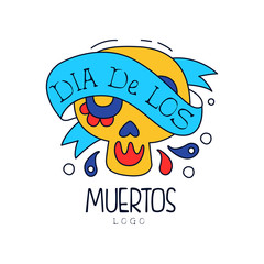 Canvas Print - Dia De Los Muertos logo, traditional Mexican Day of the Dead design element with sugar festive skull