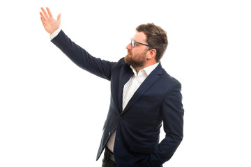 Wall Mural - Portrait of business man showing something gesture.