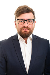 Wall Mural - Portrait of business man in suit posing.