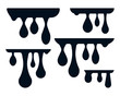 Vector drawn liquid drops of different shapes on white background.