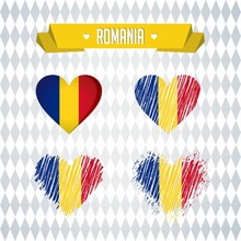 Romania With Love. Design Vector Broken Heart With Flag Inside.
