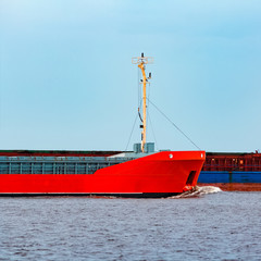 Orange cargo ship