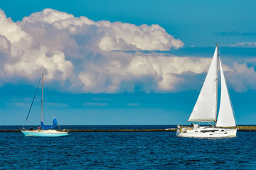 Canvas Print - Sailboats traveling by Baltic sea